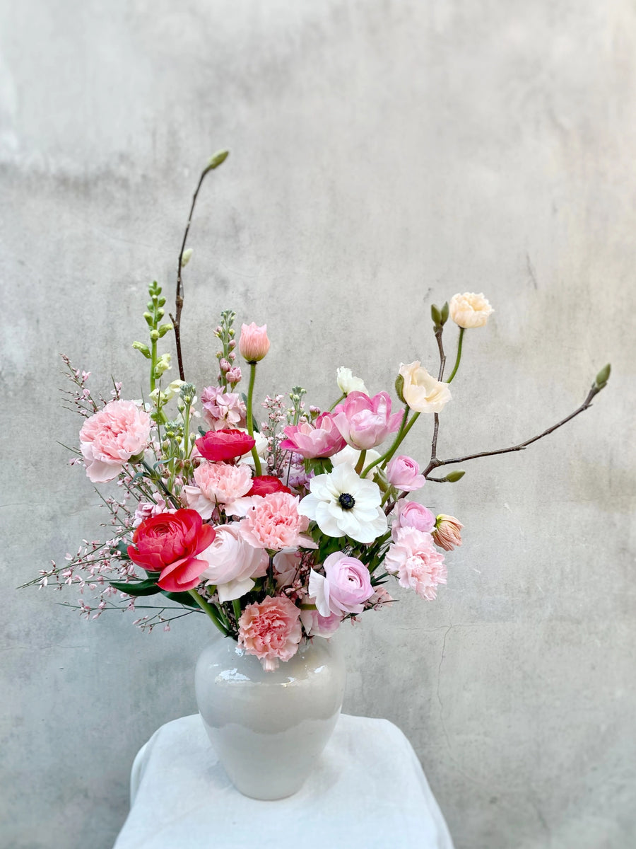 bouquet de fleurs roses et rouge 14 février