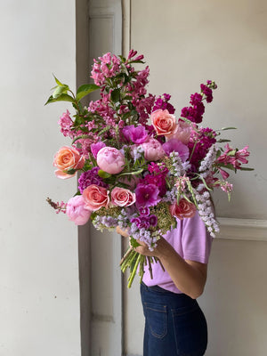 Bouquet Désirée Fête des mères pastel chaud livraison à Vélo taille très gros 