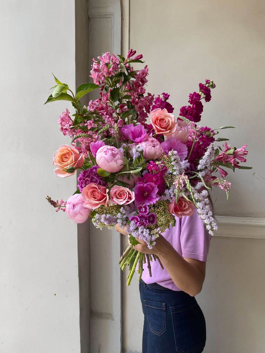 Bouquet Désirée Fête des mères pastel chaud livraison à Vélo taille très gros 